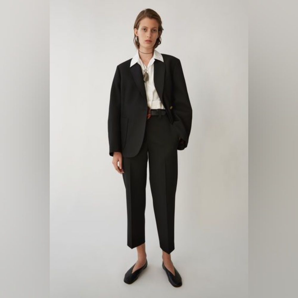 Acne TREA STRUCTURED WOOL STRAIGHT LEG TROUSERS in Black (nwot) Size Fr 34 - Picture 4 of 9